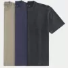 3er-Pack kastige, schwere T-Shirts mit verwaschenem Rundhalsausschnitt