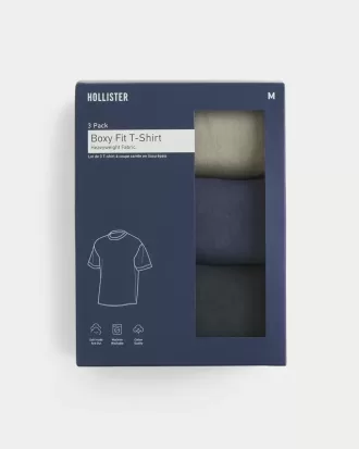 3er-Pack kastige, schwere T-Shirts mit verwaschenem Rundhalsausschnitt