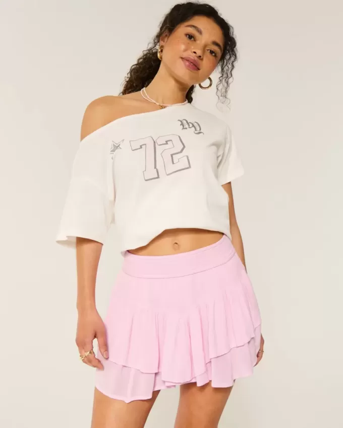 Abgestufter Mini-Skort mit asymmetrischem Saum