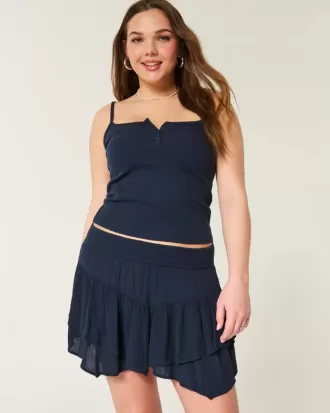 Abgestufter Mini-Skort mit asymmetrischem Saum