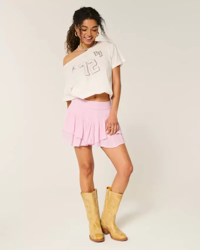 Abgestufter Mini-Skort mit asymmetrischem Saum
