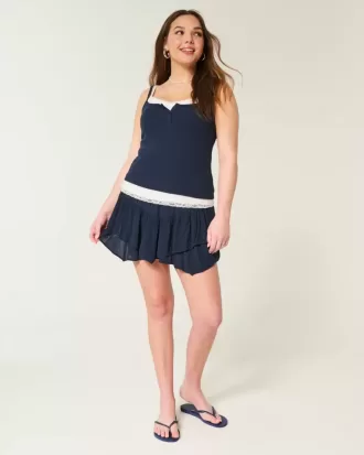 Abgestufter Mini-Skort mit asymmetrischem Saum
