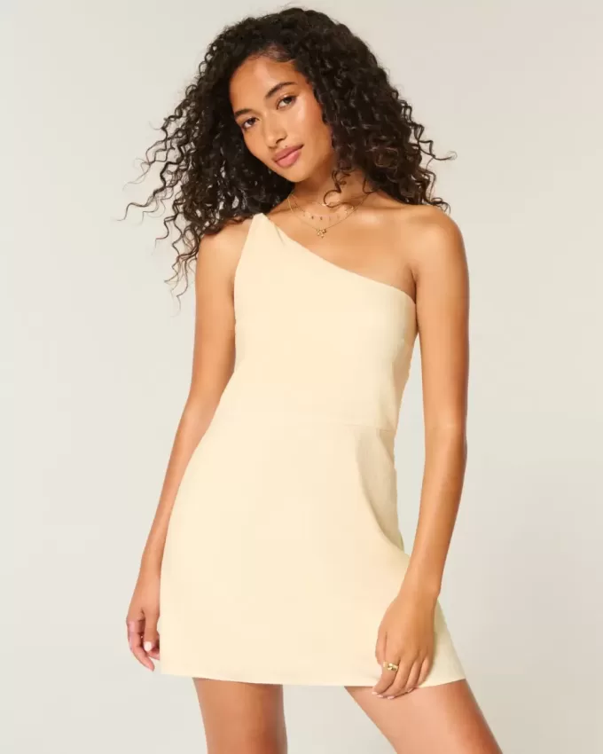 Asymmetrisches Minikleid aus Leinenmischung