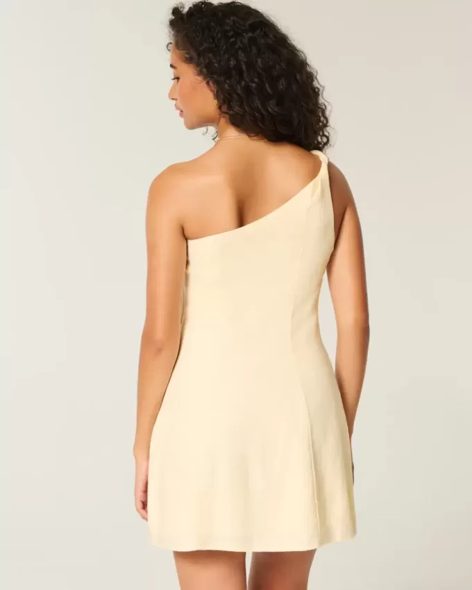 Asymmetrisches Minikleid aus Leinenmischung