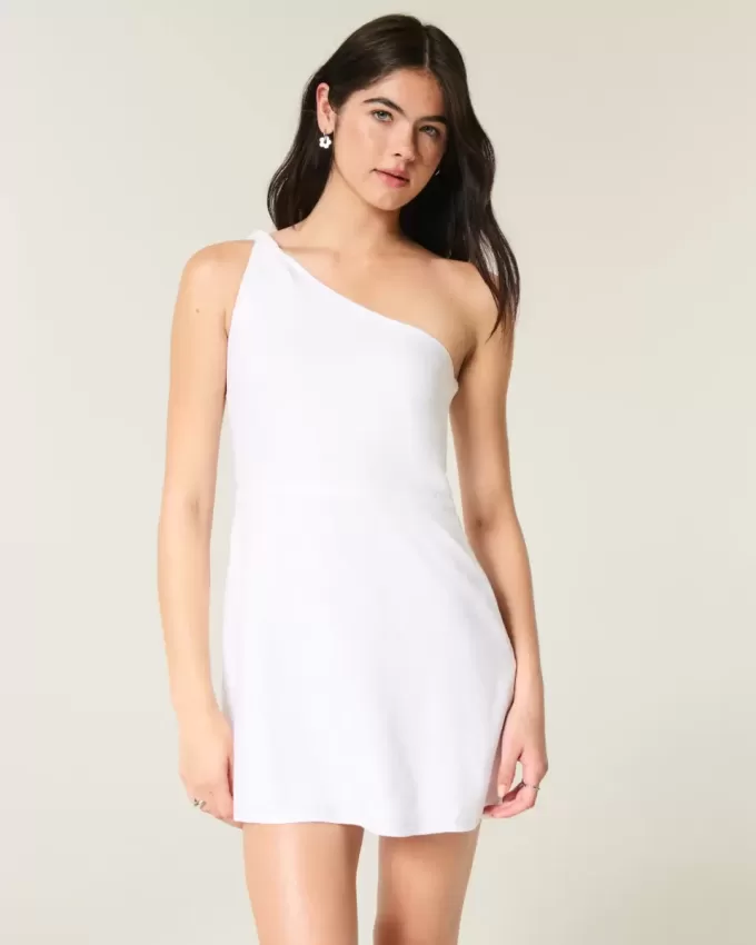 Asymmetrisches Minikleid aus Leinenmischung
