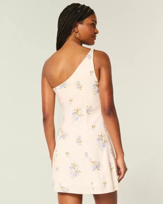 Asymmetrisches Minikleid aus Leinenmischung