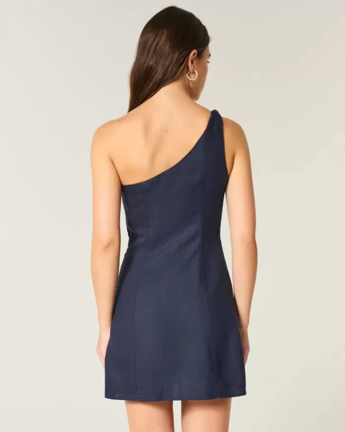Asymmetrisches Minikleid aus Leinenmischung Asymmetrisches Minikleid aus Leinenmischung