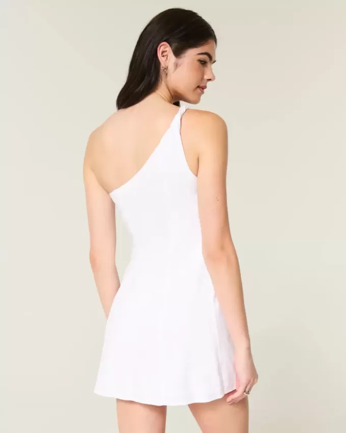Asymmetrisches Minikleid aus Leinenmischung