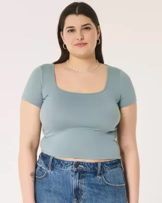 Baby-T-Shirt aus weichem, nahtlosem Stretch-Stoff mit quadratischem Ausschnitt