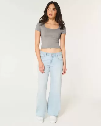 Baby-T-Shirt mit eckigem Ausschnitt aus weichem, nahtlosem Stretch-Stoff