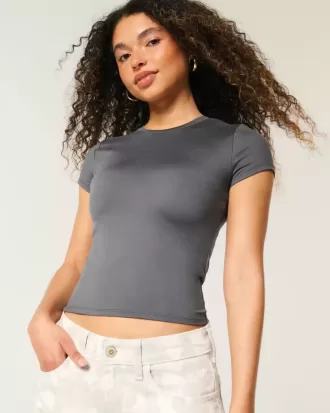 Baby-T-Shirt mit Rundhalsausschnitt aus weichem, nahtlosem Stretch-Stoff