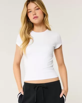 Baby-T-Shirt mit Rundhalsausschnitt aus weichem, nahtlosem Stretch-Stoff