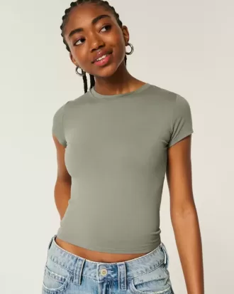 Baby-T-Shirt mit Rundhalsausschnitt aus weichem, nahtlosem Stretch-Stoff