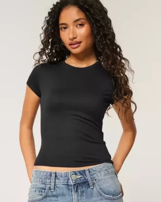 Baby-T-Shirt mit Rundhalsausschnitt aus weichem, nahtlosem Stretch-Stoff