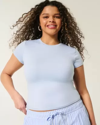 Baby-T-Shirt mit Rundhalsausschnitt aus weichem, nahtlosem Stretch-Stoff