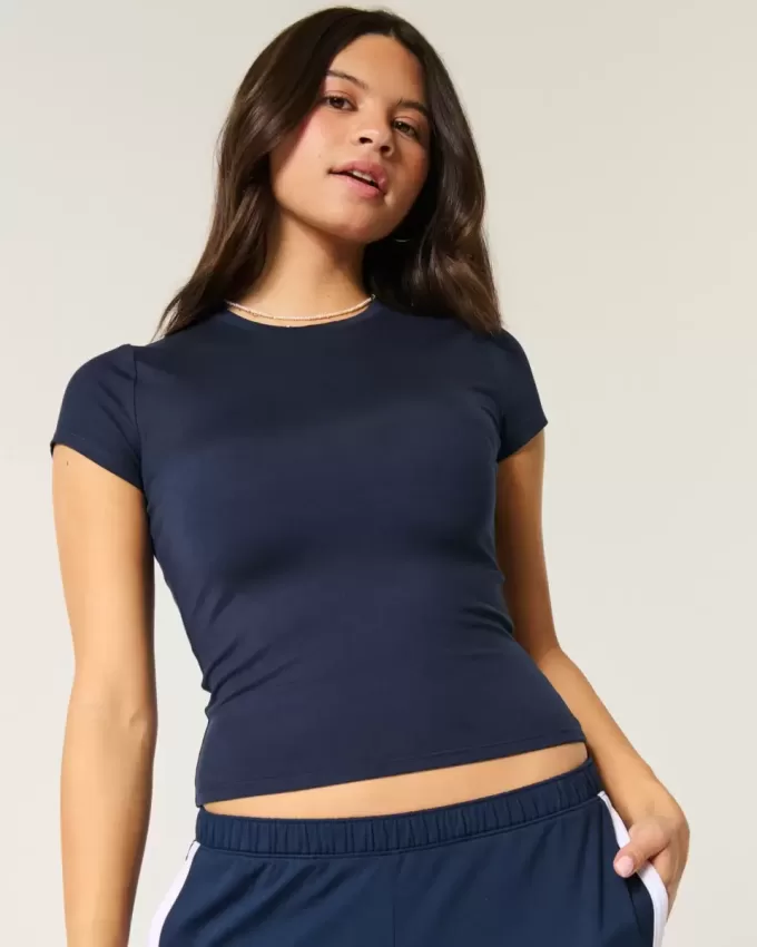 Weiches, nahtloses Longline-Baby-T-Shirt aus elastischem Stoff
