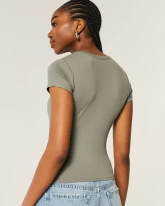 Baby-T-Shirt mit Rundhalsausschnitt aus weichem, nahtlosem Stretch-Stoff