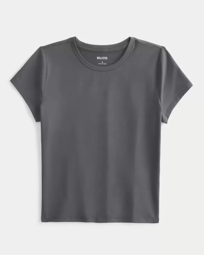Weiches, nahtloses Longline-Baby-T-Shirt aus elastischem Stoff Weiches, nahtloses Longline-Baby-T-Shirt aus elastischem Stoff