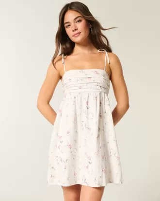 Babydoll-Minikleid mit Bindeträgern