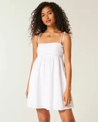 Babydoll-Minikleid mit Bindeträgern