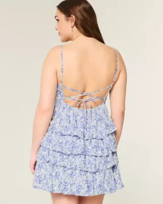 Babydoll-Minikleid mit V-Ausschnitt und Rüschen