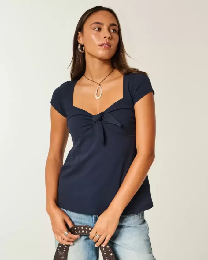 Babydoll-Oberteil mit einfachem Bindeband