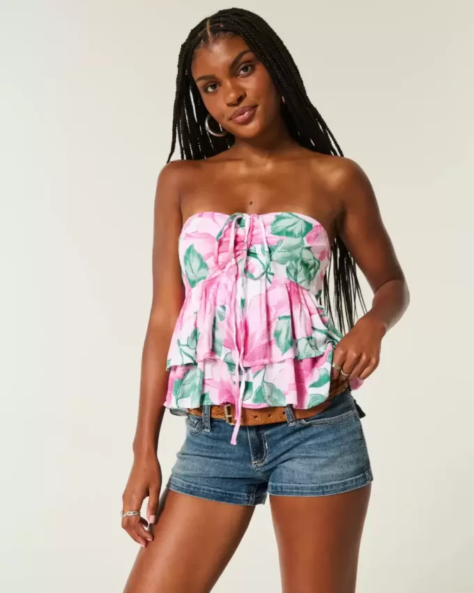 Babydoll-Oberteil mit gestuftem Neckholder