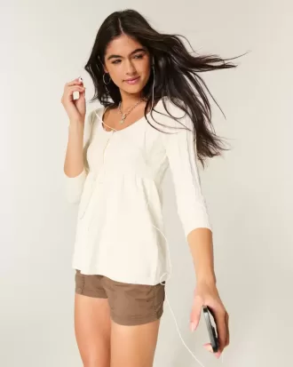 Babydoll-Pullover mit Zopfmuster