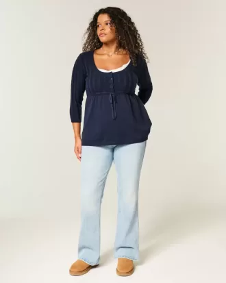 Babydoll-Pullover mit Zopfmuster