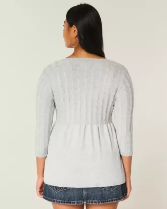 Babydoll-Pullover mit Zopfmuster