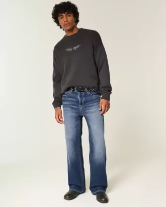 Baggy Bootcut-Jeans in dunkler Waschung