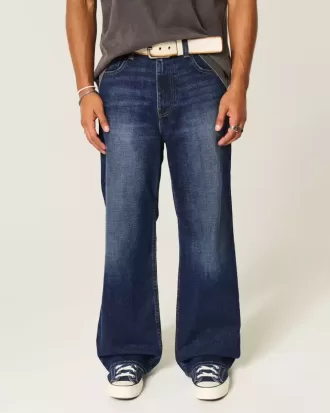 Baggy Bootcut-Jeans in dunkler Waschung