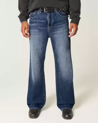 Baggy Bootcut-Jeans in dunkler Waschung
