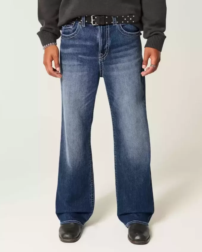 Baggy Bootcut-Jeans in dunkler Waschung Baggy Bootcut-Jeans in dunkler Waschung