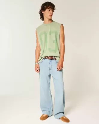 Baggy-Bootcut-Jeans in heller Waschung