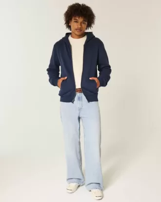 Baggy-Bootcut-Jeans in heller Waschung