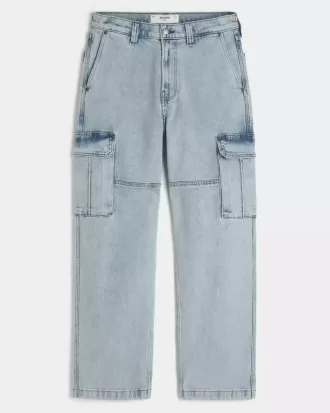 Baggy-Cargojeans in heller Waschung