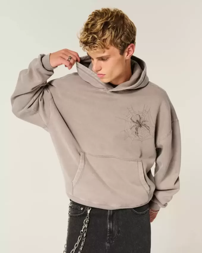 Baggy Cinch Spider Grafik Hoodie