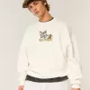Baggy Cinch Tom und Jerry Grafik-Sweatshirt mit Rundhalsausschnitt