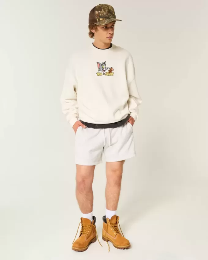 Baggy Cinch Tom und Jerry Grafik-Sweatshirt mit Rundhalsausschnitt