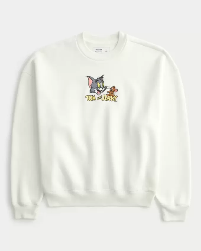 Baggy Cinch Tom und Jerry Grafik-Sweatshirt mit Rundhalsausschnitt