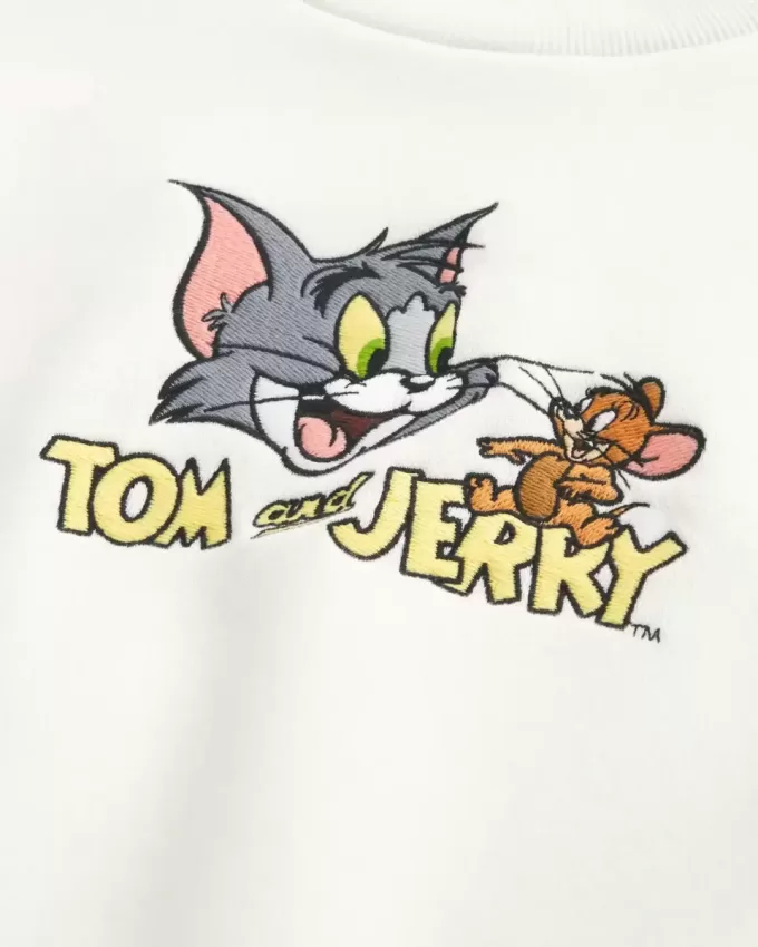 Baggy Cinch Tom und Jerry Grafik-Sweatshirt mit Rundhalsausschnitt