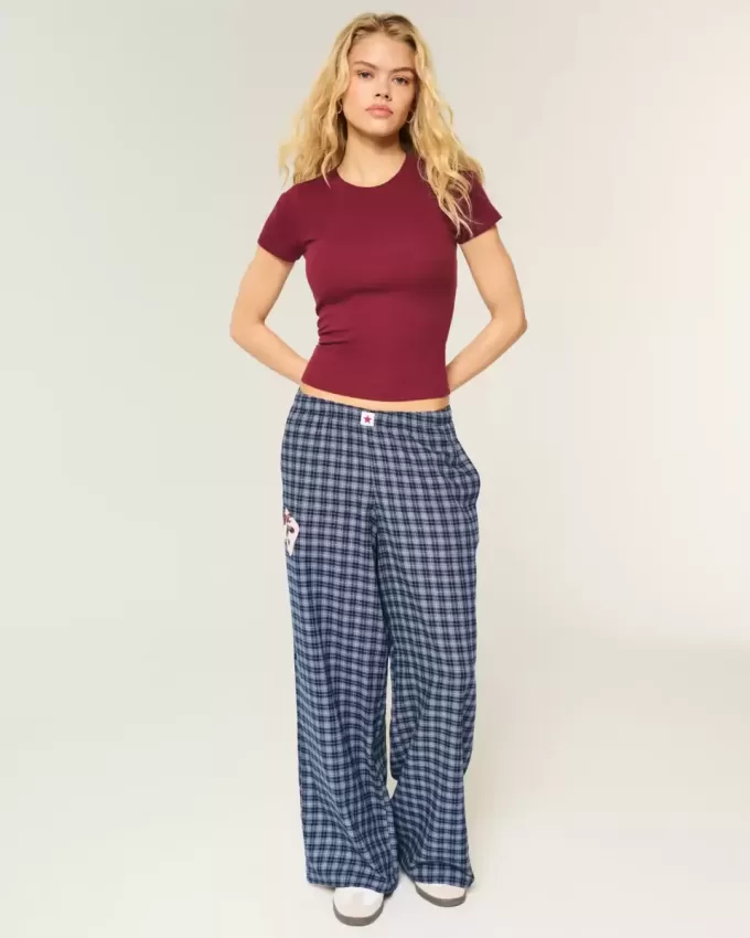 Baggy-Flanellhose mit Zahlengrafik Baggy-Flanellhose mit Zahlengrafik