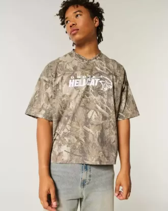 Baggy Heavyweight Crop Tee mit Dodge-Grafik und Camouflage-Muster