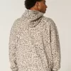 Baggy-Hoodie mit Cinch-Ausschnitt und Leopardenmuster