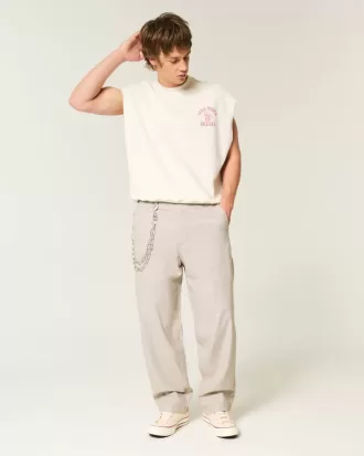 Baggy-Hose aus Leinenmischung mit flexibler Taille