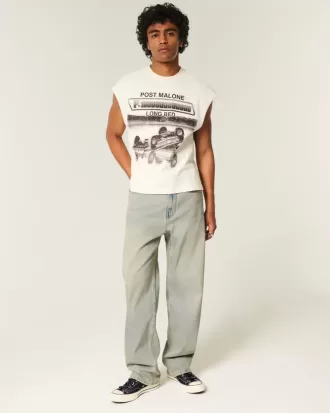 Baggy-Jeans in heller Waschung