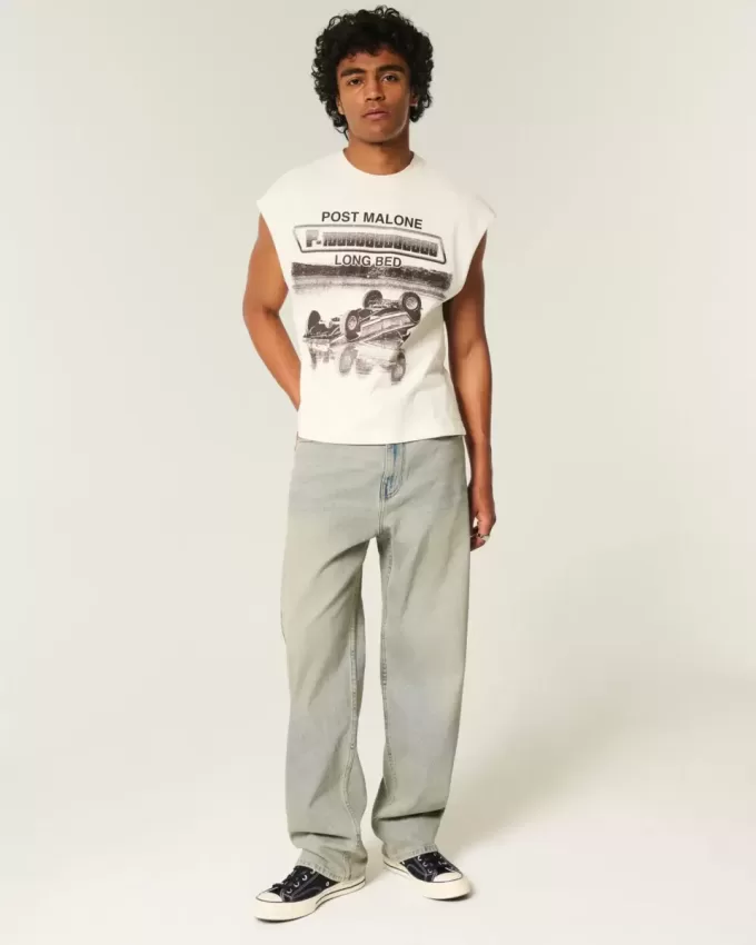 Baggy-Jeans in heller Waschung