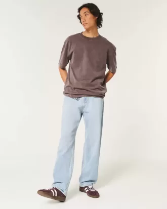 Baggy-Jeans in heller Waschung