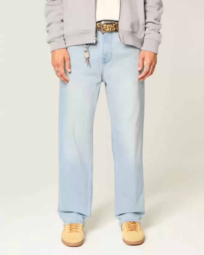 Baggy-Jeans in heller Waschung